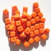 50 6x6mm Opaque Orange Cube Beads